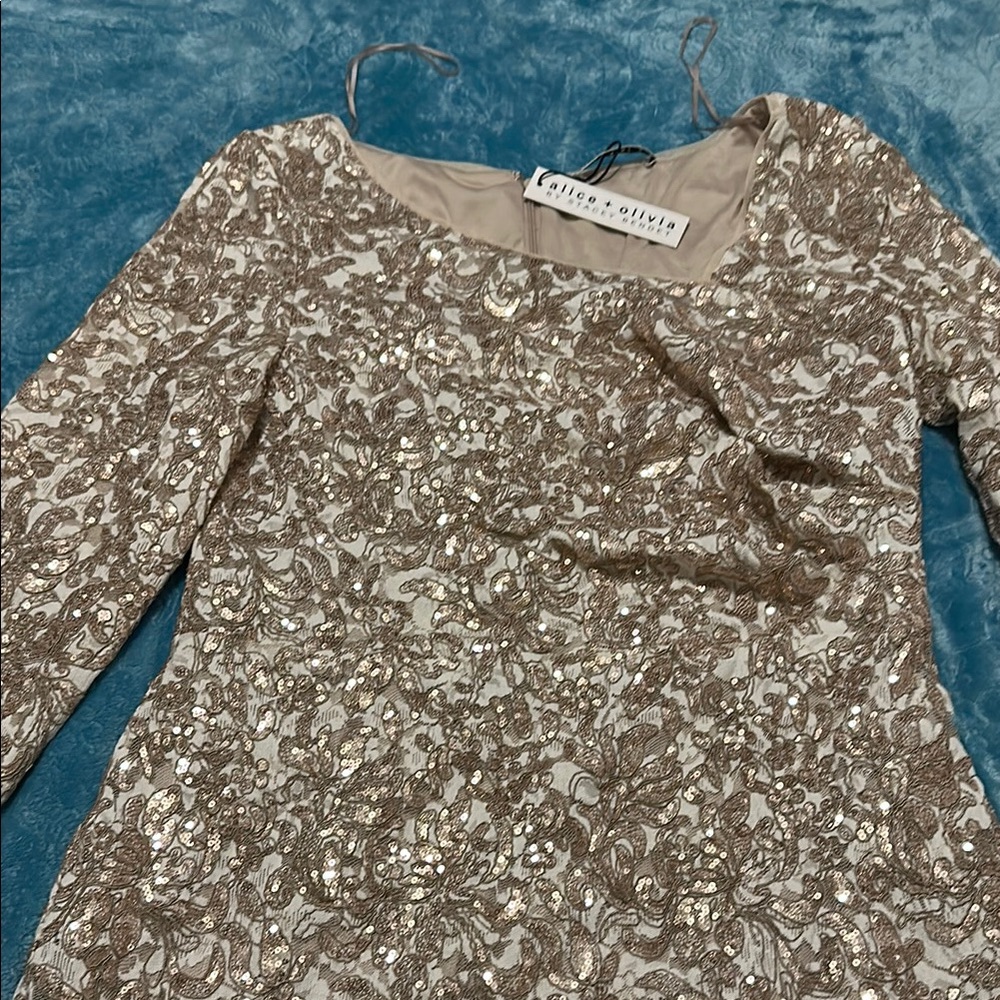 Alice + Olivia Metallic Embellished Dress